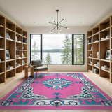 Traditional Persian Ornate Pink Mandala Area Rug
