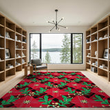 Red Festive Red Holly Plaid Area Rug