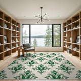 Ornate Green Floral Motif Area Rug