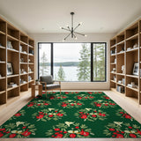 Green Red Berry Wreath Pattern Area Rug