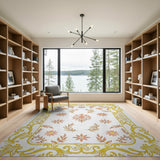 Pink Floral Gold Frame Vintage Area Rug