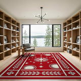 Red Snowflake Star Geometric Area Rug