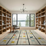 Vibrant Color Block Grid Area Rug