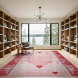 Scattered Red Hearts Southwestern Area Rug