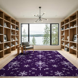 Purple Snowflake Geometric Area Rug