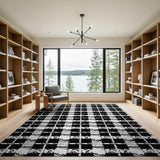 Black White Geometric Checkered Area Rug
