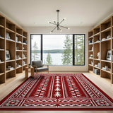 Red Red Traditional Persian Area Rug with White Floral Motifs
