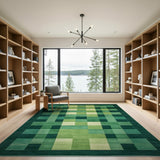 Modern Green Geometric Abstract Area Rug