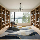Abstract Gold Sun Wave Area Rug