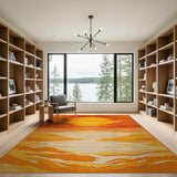 Orange Sunset Canyon Geometric Area Rug