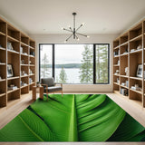 Lush Green Leaf Vein Area Rug