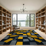 Yellow Modern Yellow Grey Geometric Area Rug