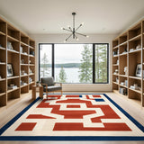 Red Geometric Modern Area Rug