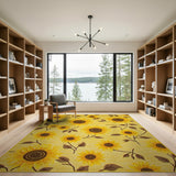 Vibrant Sunflower Garden Yellow Area Rug