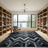 Modern Geometric Chevron Grey Area Rug