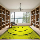 Glitchy Yellow Smiley Face Area Rug