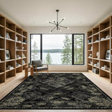 Distressed Black Butterfly Medallion Area Rug