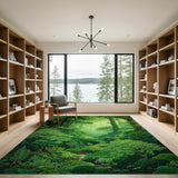 Lush Sunlit Forest Area Rug