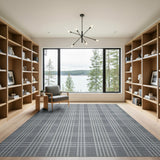 Modern Grey Plaid Woven Area Rug