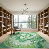 Green Hypnotic Green Spiral Area Rug