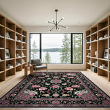 Pink Traditional Persian Pink Floral Traditional Persian Area Rug