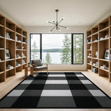 Black White Checkered Plaid Rustic Farmhouse Area Rug