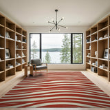 Abstract Area Vibrant Red Wavy Stripe Area Rug