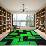 Bold Green Geometric Modern Area Rug