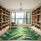 Lush Green Fern Silhouette Area Rug