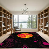 Fiery Sun Pink Mandala Area Rug