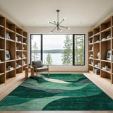 Abstract Green Wave Green Area Rug