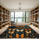Vibrant Butterfly Floral Area Rug