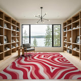 Abstract Area Bold Red Wavy Abstract Area Rug