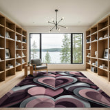 ODIKA 3D Layered Pink Hearts Washable Area Rug - Low Pile & Non-Slip