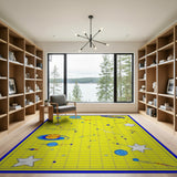 Kids Space Galaxy Cartoon Area Rug