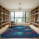 Rainbow Bicycle Underwater Washable Area Rug
