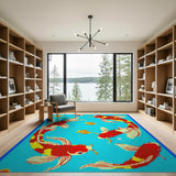 Pixelated Koi Fish Area Rug