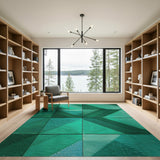 Emerald Green Geometric Triangle Area Rug