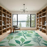 Floral Vintage Green Lush Green Leaves Pattern Area Rug