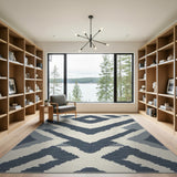 Navy Diamond Ikat Geometric Area Rug