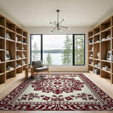 Red Mandala Persian Area Rug with Ornate Borders