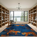 Starry Tiger Jungle Navy Area Rug