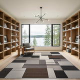 Grey Modern Geometric Grey Block Area Rug