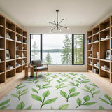 Lush Green Leaves Watercolor Area Rug