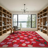 Red Vibrant Cherry Pattern Area Rug