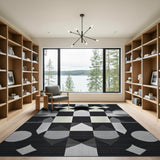 Abstract Geometric Modern Black White Geometric Abstract Area Rug