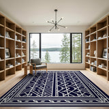 Geometric Modern Navy Geometric Maze Area Rug