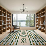 Tribal Green Gold Geometric Area Rug