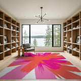 Vibrant Pink Orange Brushstroke Abstract Area Rug