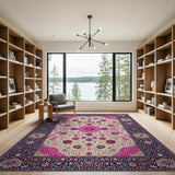 Vibrant Pink Floral Persian Area Rug